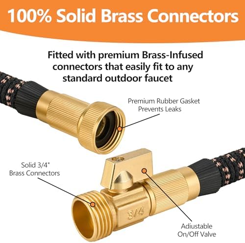 200 ft Garden Hose - Expandable Garden Hose with 10 Function Spray Nozzle - Kink-Free, Lightweight, Durable, Flexible, 2026 New Retractable Water Hoses for Yard, Lawn, Gardening(Black Rose gold) - Image 3