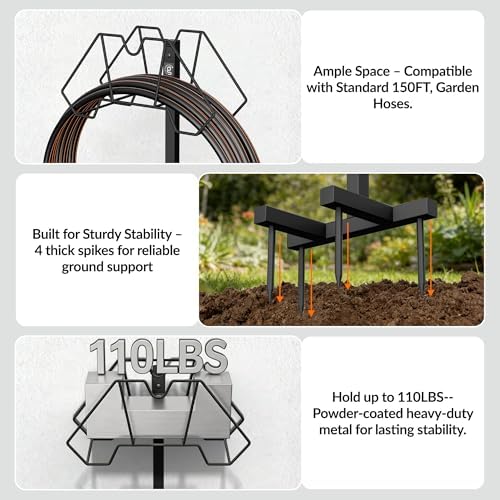 Giraffe Tools 25FT Lay Flat Garden Hose and Garden Hose Holder Freestanding - Image 6