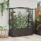 Raised Garden Bed with Trellis and Roof, Brown PP Planter Box - Image 2