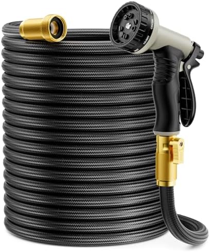 Garden Hose 100 ft Non-Expandable, Flexible Water Hose, Lightweight Hose with 10-Function Nozzle for Yard, Portable, Leak Proof, All-Weather Water Pipe for Outdoor, Car Wash, RV, Lawn by Yetogib
