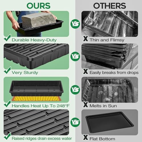 ZJP 20 Pack Extra Thick 1020 Heavy Duty Seed Starter Trays - No Holes, Reusable, 2.44 in Deep, Plastic Plant Growing Trays for Seedlings, Microgreens,and Propagation Sprouting in Garden, Greenhouse - Image 4
