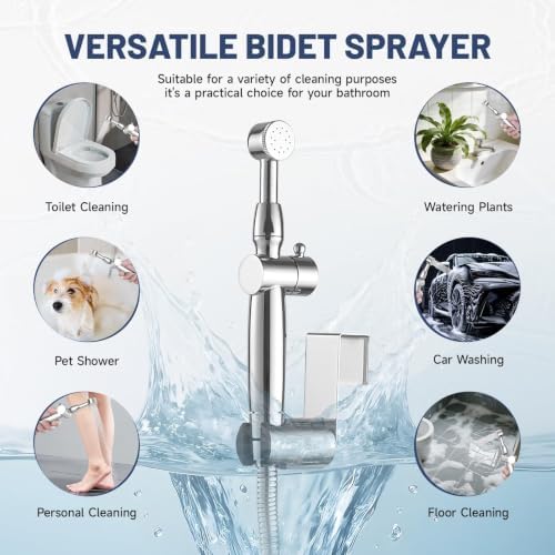 Chrome Handheld Bidet Sprayer Attachment for Toilet, Brass - Image 3
