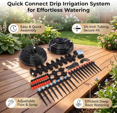 Haofy Quick Connect Drip Irrigation Kit, Adjustable Flow - Image 2