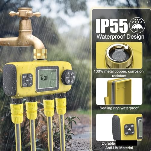 Watering Timers, Irrigation Timer Garden Hose Programmable Rain Delay Controller 4 Zones Outdoor Sprinkler for for Garden Hose - Image 7