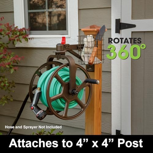 Liberty Garden Single Arm Navigator Hose Reel with Pull Up Latch, Bronze - Image 4