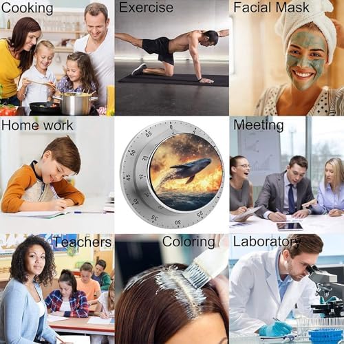 Whale War Fire Water Funny Timer 60 Minute Countdown Timer Mechanical Time Management Tool for Kitchen Work - Image 5