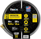 Flexon 5/8" x 50-Foot Contractor Grade Garden Hose – Heavy-Duty, Kink-Resistant, High Burst Strength, Scuff-Resistant Outer Jacket, Crush-Proof Brass Fittings, Ideal for Landscaping and Job Sites by Flexon