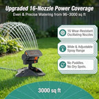 16-Nozzle Oscillating Sprinkler with Dual-Zone Sprinkler Water Timer, Adjustable Water Sprinklers for Lawn Yard Garden, Heavy Duty Automatic Irrigation System (Green with Water Timer) - Image 6