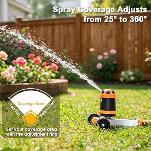 FANHAO Gear Drive Sprinkler with Metal Wheel Base, Portable Lawn Sprinkler - Image 6