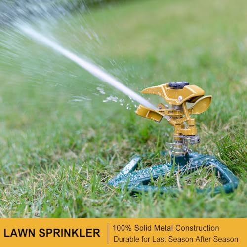 FANHAO 100% Metal Impact Lawn Sprinkler for Yard, Covers Up to 5800 sq. Ft - Image 2