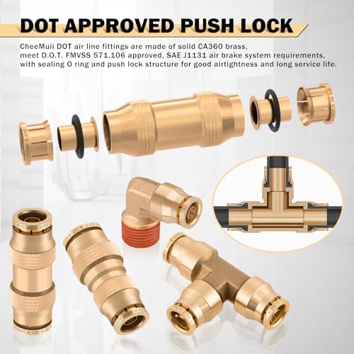 CheeMuii 288PCS Brass DOT Air Line Fittings with 4 Roll 100FT DOT Air Lines - Image 6