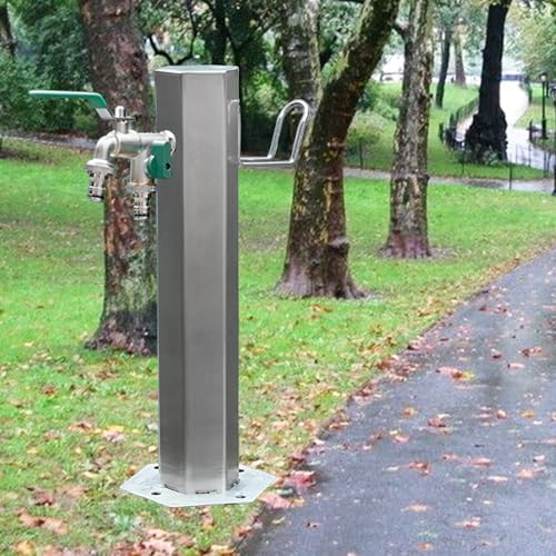 Stainless Steel Water Column Garden Water Tap, Outdoor Water Fountain Courtyard Hydrant, Garden Hose Holder with Faucet, Freestanding Antifreeze Faucet Water Dispenser,H50cm by Unknown