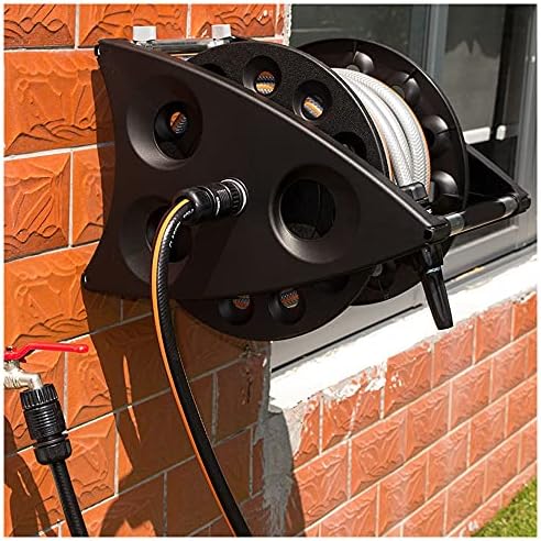 Professional Garden Hose Reel,Free Standing Or Wall Mounted 1/2" Hose 30Metre 65 Feet, Accessory Kit with Nozzle & 3/4" Inch Tap Fitting.Black-20m Hose Reel Set - Image 3