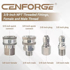 Pressure Washer Quick Connect, 3/8 Inch Quick Connect Pressure Washer Fittings, Stainless Steel, 8-PC, Female and Male Thread - Image 2