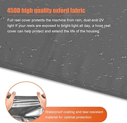 Garden Wall Mounted Retractable Hose Reel Cover, 450D Oxford Polyester Coated Tarp, 100% Waterproof Sunscreen Hose Reel Cover, for:Giraffe tools,Ayleid,Gardena and More.grey,24"L x18"Wx24H" - Image 4