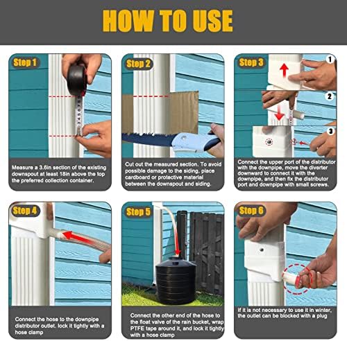Perfsign Prevent Overflow Rainwater Collection System,Downspout Diverter,Rain Water Catching System,Rain Barrel Spigot kit,Rain Barrel Diverter kit,Downspout Adapter,Roof Rain Diverter Connection Kit - Image 7
