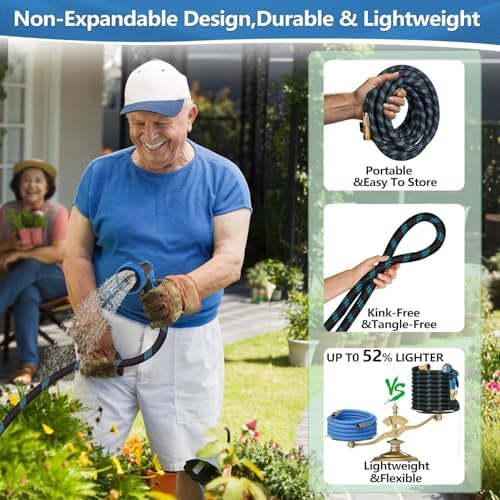 100 FT Non-Expandable Garden Hose, 2026 Upgraded Lightweight Garden Hoses,Ultra Durable & Flexible Non-Expanding hoses with 10 Function Sprayer, Leak proof, Pressure Resistant for Yard, Outdoor - Image 4