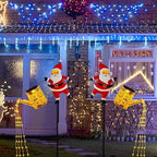 2 Pack Solar Christmas Lights Outdoor - Creative Santa Claus with Watering Can Solar Lights, Metal Waterproof Garden Stake Lights for Yard, Lawn, Patio, Pathway Holiday Decor (Warm White) by JOYWU