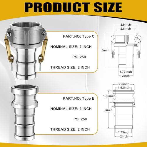 2 Set 2 Inch Camlock Fittings Type C&E - Image 2