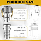 8 Set 2 Inch Camlock Fittings Type C&E - Image 2
