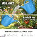 PMU 2 Gallon Watering Can - Garden Watering Can for Indoor & Outdoor Plants - Plastic Water Can with Detachable Sprinkler Head - Large Water Pot, Made in USA - Blue Pkg/3 - Image 6