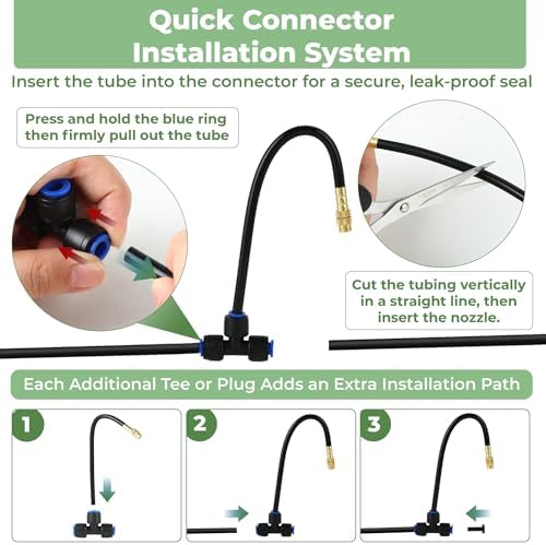 180FT Drip Irrigation System Bundle: 50FT + 130FT 1/4" PE Tubing with 31 Adjustable Misting Sprinklers & Nozzles – Quick Connect Automatic Watering Kit for Raised Bed, Garden, Greenhouse, Lawn, Outdoo - Image 5