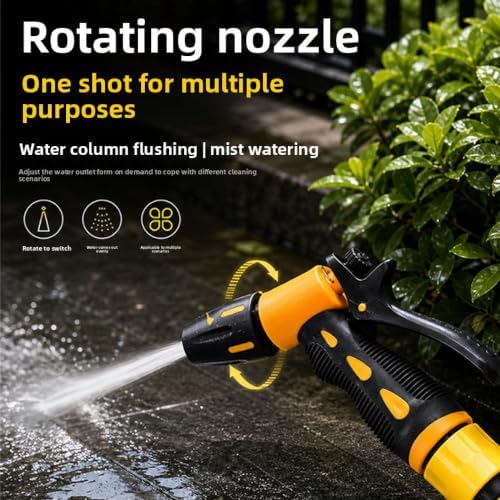 Retractable Coil Garden Hose with Rotating Spray Nozzle for Car Wash Patio - Image 2