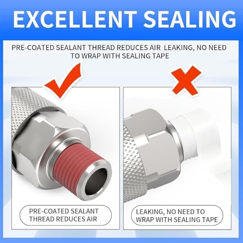 ChillWaves 1/4-Inch Male Industrial Coupler,1/4" NPT Male 4-Ball Quick Connect Air Coupler Air Hose Fittings(12-PACK) - Image 7