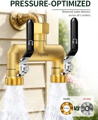 2-Way Garden Hose Splitter, Heavy-Duty Brass, 3/4" GHT, Black - Image 5