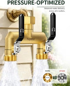 2-Way Garden Hose Splitter, Heavy-Duty Brass, 3/4" GHT, Black - Image 5