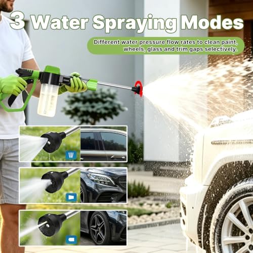 YASHINE Car Wash Foam Gun Kit for Garden Hose, Foam Cannon Soap Sprayer Kit with Microfiber Wash Mitt, One-Click Switches Foam/Water, 3 Spray Modes & Higher Water Pressure, Foam Blaster for Cars - Image 3
