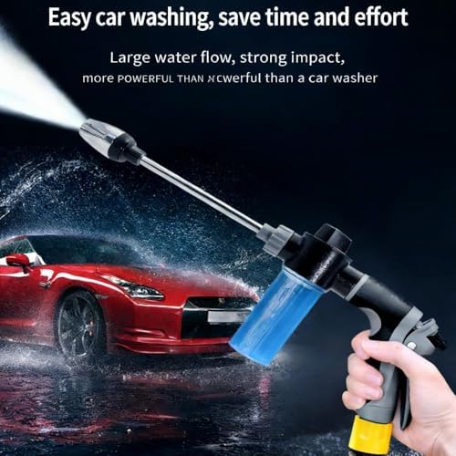 High Pressure Garden Hose Spray Gun, Long Wand Water Jet Nozzle for Car Wash, Driveway & Window Cleaning, Multi-Mode Adjustable Sprayer (Water Gun with Foam Dispenser) - Image 4