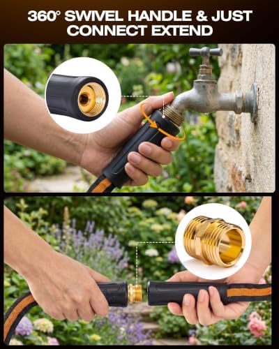 Garden Hose 50ft, Kink-Free Lightweight Water Hose, Black-Orange - Image 6