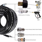 Sewer Jetter Kit for Pressure Washer 5800 PSI Drain Cleaner Hose 1/4 Female NPT,Button Nose,Pressure Washer Adapter,Button Hose Sewer Jetting Nozzle Pearl Corsage Pin Waterproof Tape with 2 Spanner - Image 2