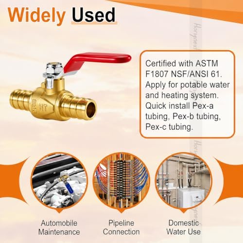 PEX Shut Off Valve 1/2 inch, Brass Ball Valves,5 Red&5 Blue - Image 4