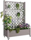 Fancyango Raised Garden Bed with Wheels 61.2" H -Medium Gray by Warmnestforpets