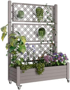Fancyango Raised Garden Bed with Wheels 61.2" H -Medium Gray by Warmnestforpets