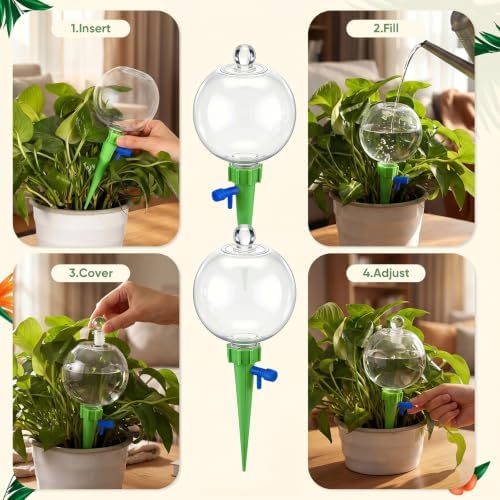 6 Pcs 17 oz Plant Watering Globe with Adjustable Spike, Green - Image 4