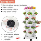GameXcel Vertical Planter Tower - 6 Tier Stackable Garden Planters with Wheels and Tools Plant Pots for Strawberry Herb Flower and Vegetable Indoor Outdoor Use White - Image 4