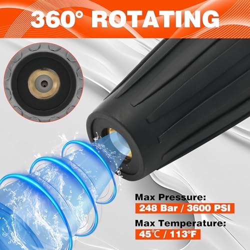 Tool Daily Turbo Nozzle Pressure Washer, 3/8” NPT Sewer Jetter Rotating Nozzle - Image 4