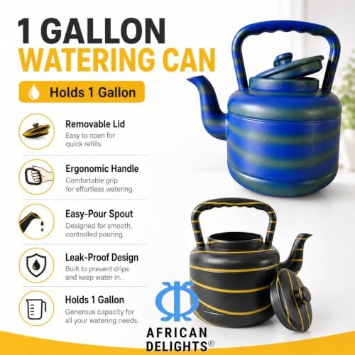 African Delights Kids Watering Can - 1 Gallon Plastic Colorful Watering Jug - Toddler Watering Can - Made in Africa - Lota for Bathroom Blue/Gray - Image 4
