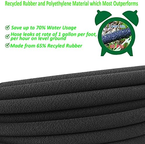 STYDDI Soaker Hose, 1/2" x 25 FT Round Rubber Garden Soaker Hose, Heavy Duty Water Seeper Soaker Hoses for Foundation Watering, Garden Beds, Garden, Lawn and Plants - Image 4