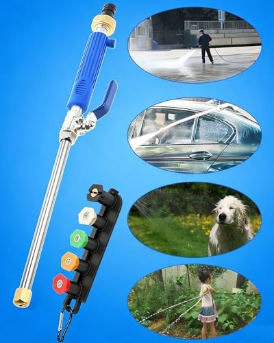 Garden Hose Nozzle High-Pressure Washer with 3 High-Pressure Nozzles,Jet Garden Hose to Mini Power Washer Attachment Adapter-3/4 Ght to 1/4,For Car Wash,Patio Gardens Outdoor Cleaning - Image 4