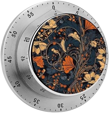 Mechanical Kitchen Timers for Cooking,Blue and Orange Printed 60 Minute Magnetic Countdown Timer,Cute Cooking Timers with Alarm,Stainless Steel Time Timer Manual No Batteries Required by Unknown