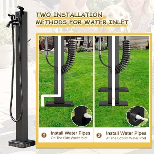 Outdoor Faucet Stainless Steel Garden Water Column Hose Stand, Freestanding Floor Mounted Hydrant Water Tap, Bottom Or Side Inlet/Freeze Proof(Style 1,Height: 60cm/23.6in) - Image 4