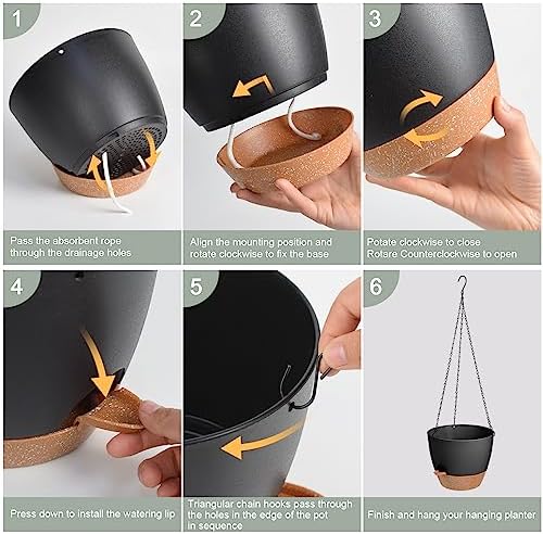 12 Inch Self Watering Hanging Planters for Indoor Outdoor Plants, 1 Pack - Image 4