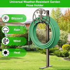 Heavy Duty Freestanding Garden Hose Stand with Brass Faucet, Weather Resistant Metal Hose Holder, Detachable Decorative Hose Storage Rack Holds 150FT Hose for Patio Lawn Yard Outdoor - Image 7