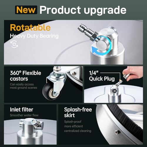16.5" Pressure Washer Surface Cleaner with 4 Wheels, Surface Cleaner for Pressure Washer, 2 Extension Wands, 2 Replacement Nozzles, Power Washer Surface Cleaner for Concrete, Driveway - Image 7