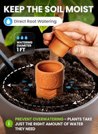 8pc Olla Watering Spikes For Plant Watering With Lids - Automatic Terracotta Self Watering Spikes For Indoor Plants & Outdoor - Terracotta Watering Spikes For 8" Pots Or Larger Water Plants While Away - Image 3