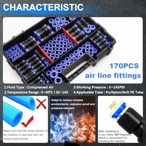 mxuteuk 170PCS Quick Connect Air Hose Fittings,Straight Union fittings - Image 4
